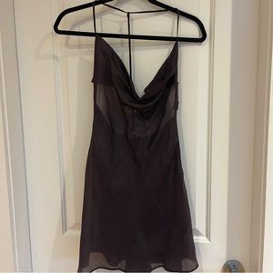 Danielle Guizio Cowl Neck Slip Dress in Brown